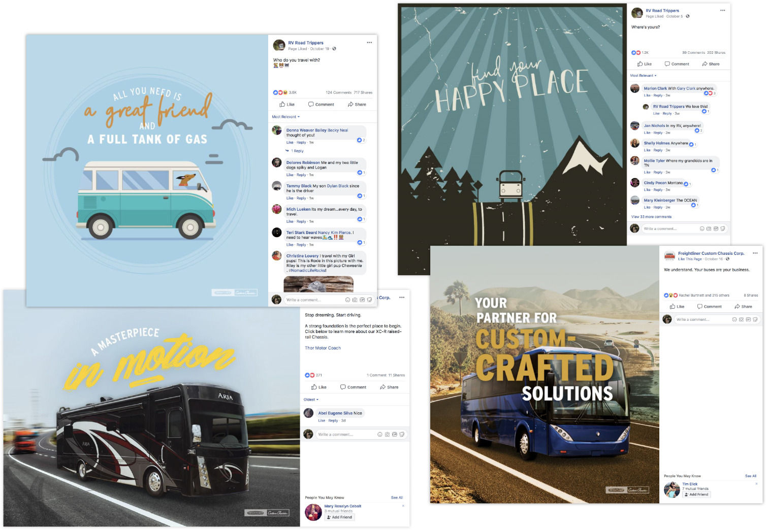 Freightliner Custom Chassis Social media campaign example collage