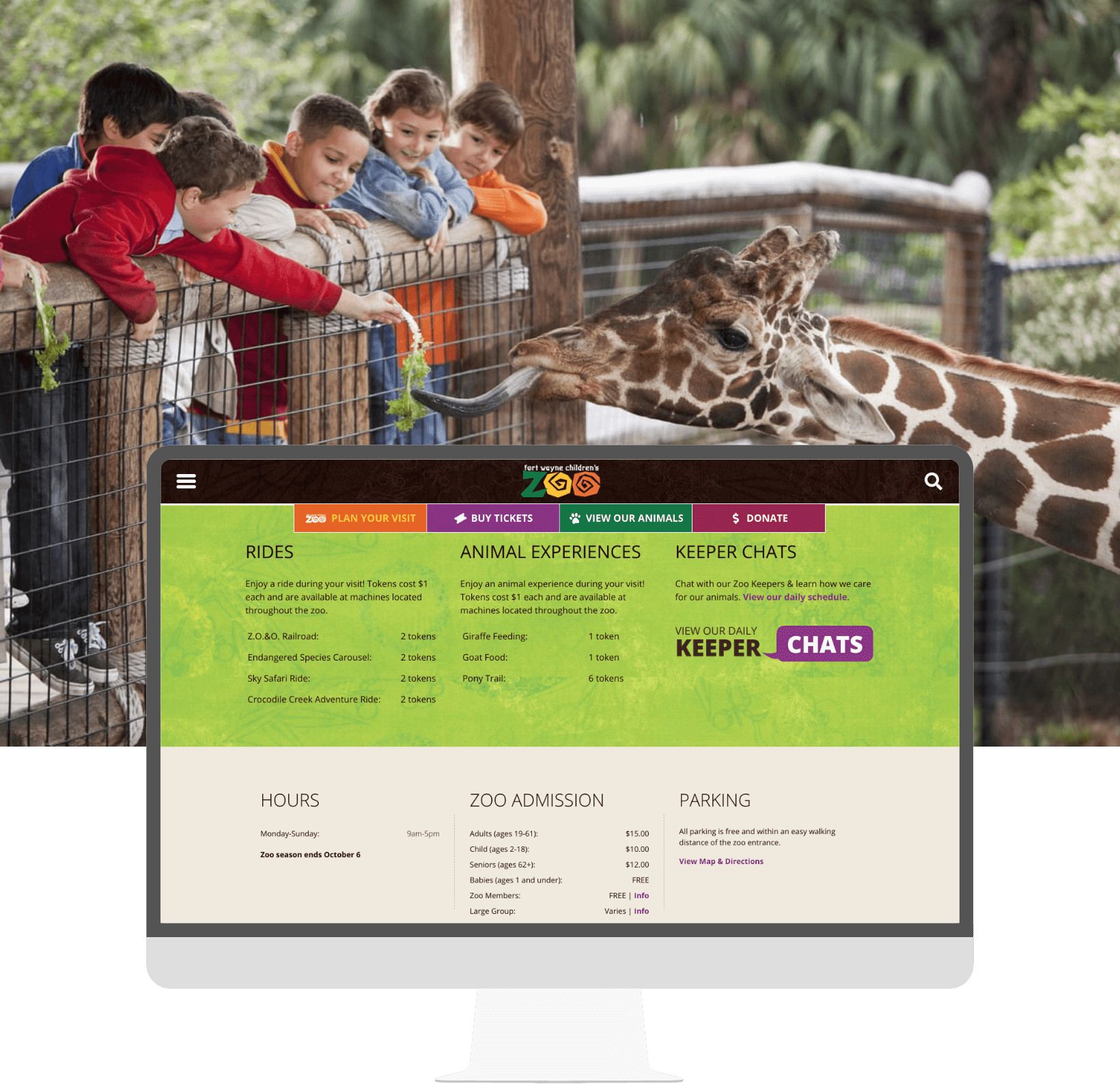 Fort Wayne Children's Zoo Photography and website example
